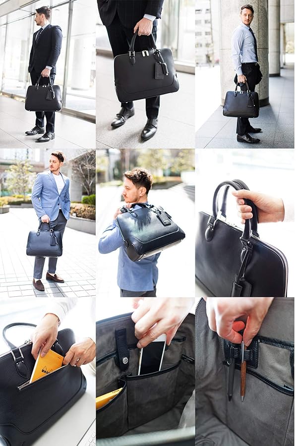 Amazon.co.jp: [ペッレモルビダ] ブリーフケース レザー NAVY